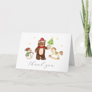 Carte De Remerciements Ours en peluche bonhomme de neige Fête prénatale d