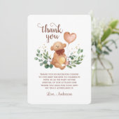 Carte De Remerciements Ours en peluche de verdure Baby Shower (Debout devant)