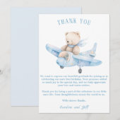 Carte De Remerciements Ours en peluche doux sur un avion (Devant / Derrière)