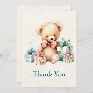 Carte De Remerciements Ours en peluche mignonne avec cadeaux de Noël