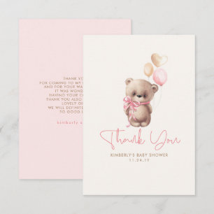 Carte De Remerciements Ours en peluche Remerciement pour Baby Shower Cute