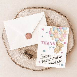 Carte De Remerciements Ours en peluche rose bleu révélation du sexe