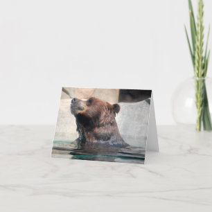 Carte De Remerciements Ours grizzli mignon dans l'eau