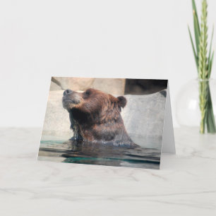 Carte De Remerciements Ours grizzli mignon dans l'eau