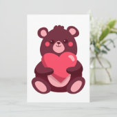 Carte De Remerciements Ours Mignon Avec Coeur (Debout devant)