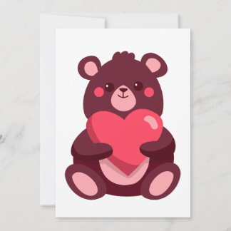 Carte De Remerciements Ours Mignon Avec Coeur