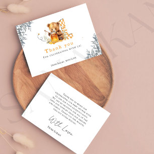 Carte De Remerciements Ours minimal rustique miel 1er anniversaire remerc
