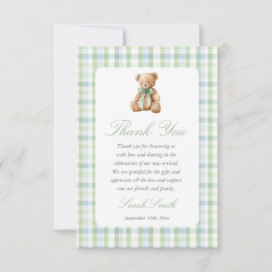 Carte De Remerciements Ours Préparé Fête de Naissance Garçon
