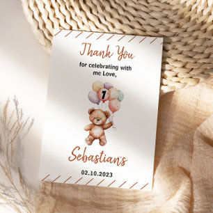 Carte De Remerciements Ourson Mignon 1er Anniversaire   Douce Ourse
