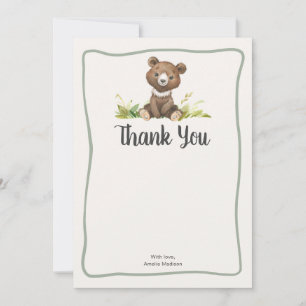 Carte De Remerciements Ourson Mignon Animaux Rustique Baby Shower