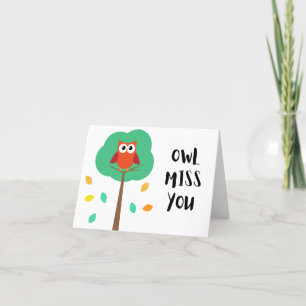 Carte De Remerciements Owl Miss You - Pun Farewell Card