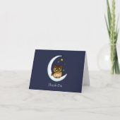 Carte De Remerciements Owl Moon Blue Cute Stars (Devant)