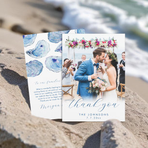Carte De Remerciements Oyster Watercolor Beach Wedding Flat Photo
