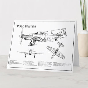 Carte De Remerciements P-51D Mustang - Plan d'avion BD