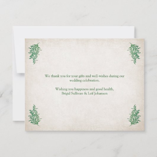 Carte De Remerciements Pagan Handfasting Mariage (Dos)