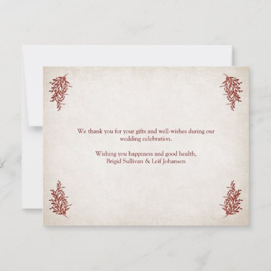 Carte De Remerciements Pagan Handfasting Mariage (Dos)