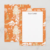 Carte De Remerciements Pagode de la Chinoiserie orange (Devant / Derrière)