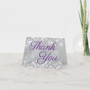 Carte De Remerciements Pailleté Argent Royal Violet