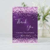 Carte De Remerciements Pailleté violet rose scintillant élégant (Debout devant)
