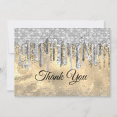 Carte De Remerciements Paillettes argentées élégantes et chic gouttes de  (Devant)