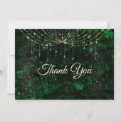 Carte De Remerciements Paillettes de faux argent vert chic (Devant)