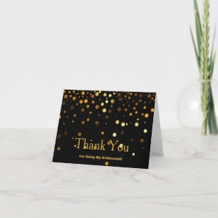 Carte De Remerciements Paillettes d'or noir pour remercier d'être ma demo