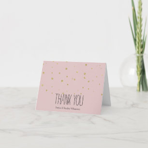 Carte De Remerciements Paillettes dorées et roses points de confettis Mer