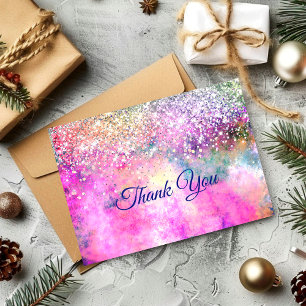 Carte De Remerciements Paillettes fausses iridescentes élégantes