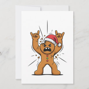 Carte De Remerciements Pain d'épice Heavy Metal Guitare Noël 2026