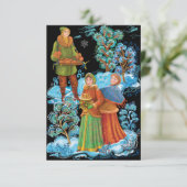Carte De Remerciements Palekh. Folk Russe anciennes fêtes d'hiver (Debout devant)