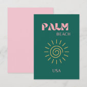 Carte De Remerciements Palm Beach, Art de voyage (Devant / Derrière)