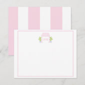 Carte De Remerciements Palm Beach Cabana Monogram Flat Card (Devant / Derrière)