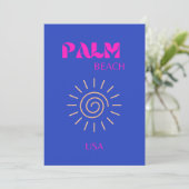 Carte De Remerciements Palm Beach, Travel Art, Floride, Bleu (Debout devant)