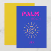 Carte De Remerciements Palm Beach, Travel Art, Floride, Bleu (Devant / Derrière)