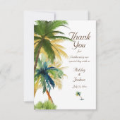 Carte De Remerciements Palm Tree Beach Wedding (Devant)