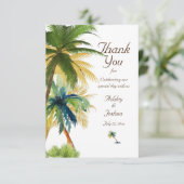 Carte De Remerciements Palm Tree Beach Wedding (Debout devant)