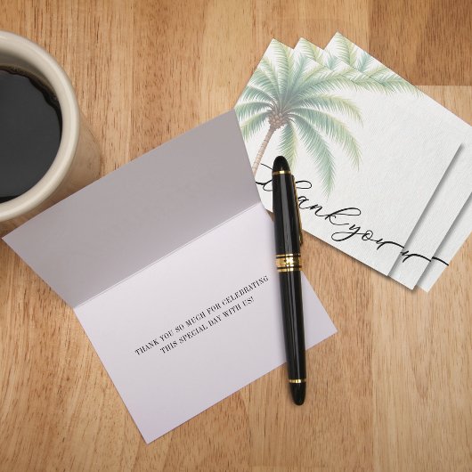 Carte De Remerciements Palm Tree Island Destination Mariage Vert