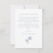 Carte De Remerciements Palm Tree Tropical Beach Dusty Blue Mariage (Dos)