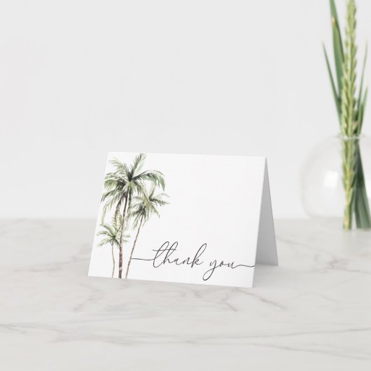 Carte De Remerciements Palm Tree Tropical | Mariage minimal (Devant)