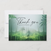 Carte De Remerciements Palm Tropical Beach Green Destination Mariage (Devant)
