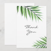 Carte De Remerciements Palmes aquarelles (Devant / Derrière)