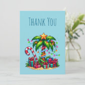 Carte De Remerciements Palmier de Noël tropical (Debout devant)