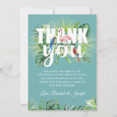 Carte De Remerciements Palmier tropical Feuille Flamant rose Oiseaux Ment (Devant)