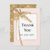 Carte De Remerciements Palmier tropical pailleté or (Devant / Derrière)