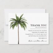 Carte De Remerciements Palmier tropical simple | Funérailles (Devant)