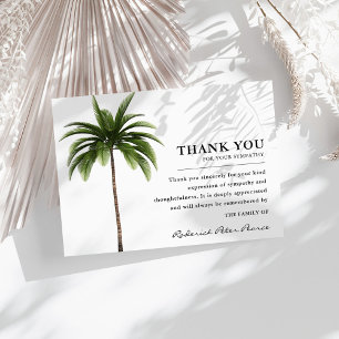 Carte De Remerciements Palmier tropical simple Funérailles