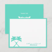 Carte De Remerciements Palmiers noués Destination Tropicale Mariage (Devant / Derrière)