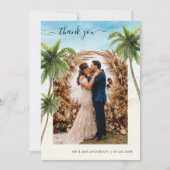 Carte De Remerciements Palmiers tropicaux Sable Beach Destination Mariage (Devant)