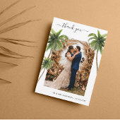 Carte De Remerciements Palmiers tropicaux Sable Beach Destination Mariage