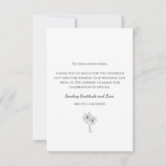 Carte De Remerciements Palmiers tropicaux simples Destination Mariage (Dos)